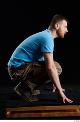 Whole Body Man White Shoes Shirt Trousers Average Kneeling Studio photo references